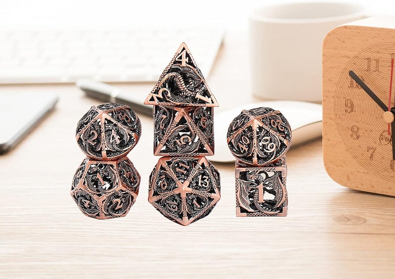 klarakoCreative Hollow DND MultiklarakoSided Dice Set Leisure place Dragon Dungeon Entertainment Dice DND Dice Tabletop Game DND Role klarakoAncient red copper - Image 5
