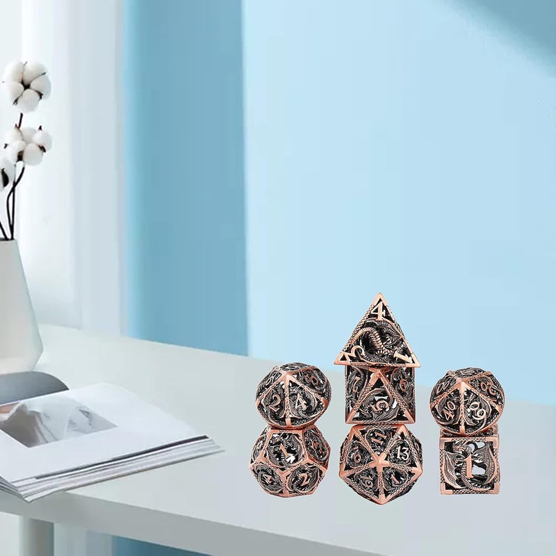 klarakoCreative Hollow DND MultiklarakoSided Dice Set Leisure place Dragon Dungeon Entertainment Dice DND Dice Tabletop Game DND Role klarakoAncient red copper - Image 4