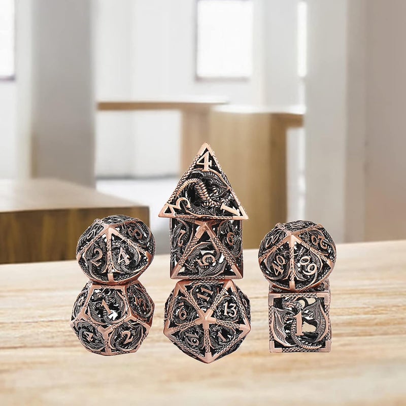 klarakoCreative Hollow DND MultiklarakoSided Dice Set Leisure place Dragon Dungeon Entertainment Dice DND Dice Tabletop Game DND Role klarakoAncient red copper - Image 2