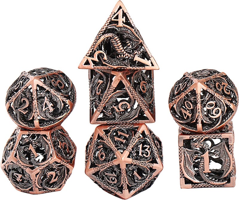 klarakoCreative Hollow DND MultiklarakoSided Dice Set Leisure place Dragon Dungeon Entertainment Dice DND Dice Tabletop Game DND Role klarakoAncient red copper - Image 1