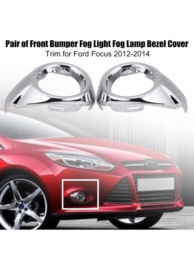 Acouto for Ford focus fog light cover-Pair of Front Bumper Fog Light Fog Lamp Bezel Cover Trim for Ford Focus 2012-2014 - Image 3
