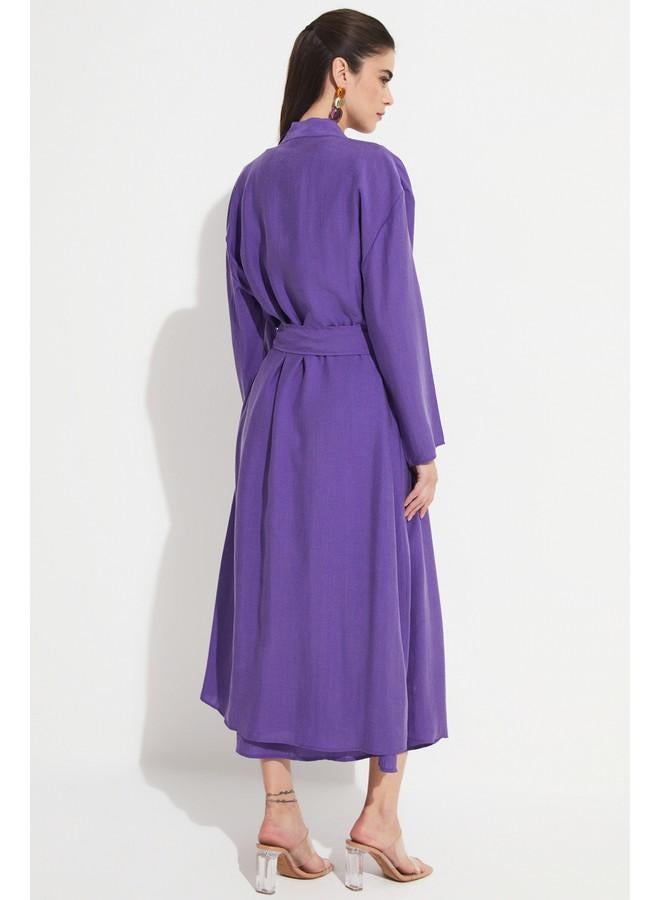 جون طقم فستان كيمونو بمزيج المودال حصري يونيو بنفسجي - Image 3