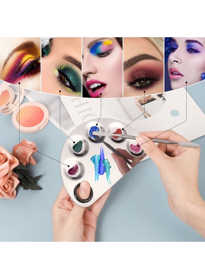 Penugo Upgrade Mixing Makeup Palette, 2 Pieces Stainless Steel Cosmetic Palette with Spatula Tool, Nail-art Cosmetic Palette for Mixing Foundation/Eye Shadow/Mascara/Nail Polish/Pigment Blending - Image 4