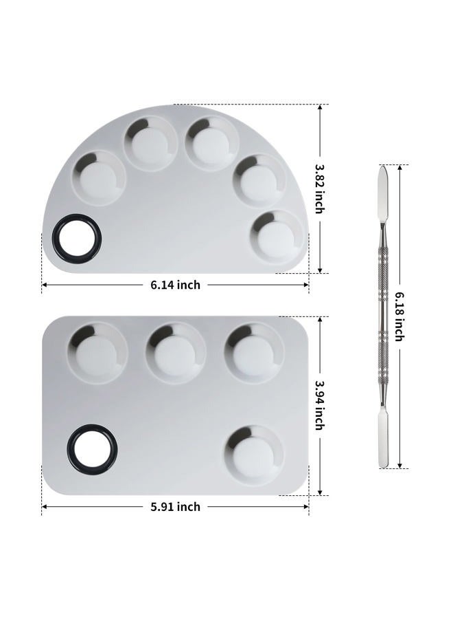 Penugo Upgrade Mixing Makeup Palette, 2 Pieces Stainless Steel Cosmetic Palette with Spatula Tool, Nail-art Cosmetic Palette for Mixing Foundation/Eye Shadow/Mascara/Nail Polish/Pigment Blending - Image 2