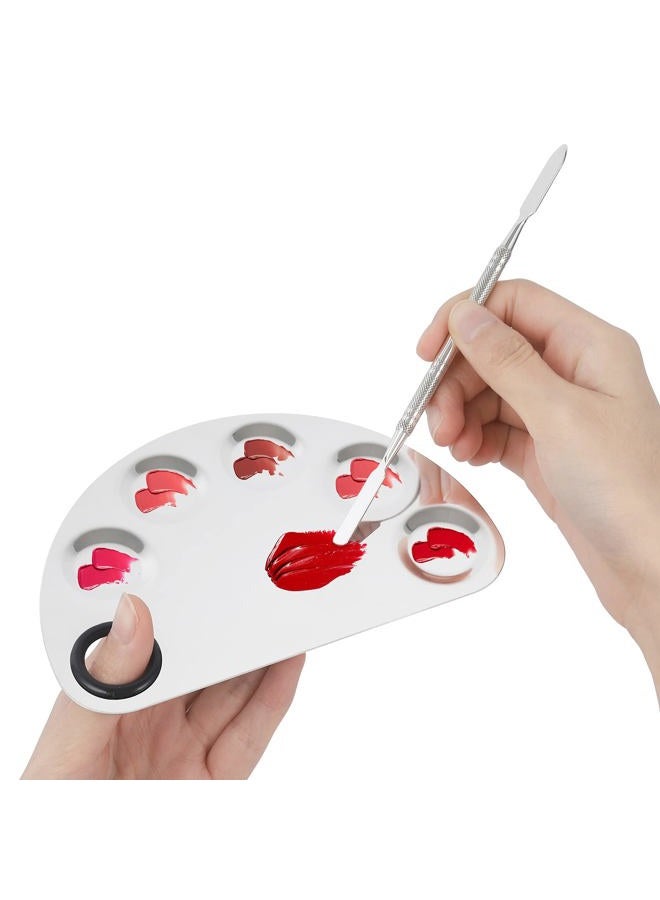 Penugo Upgrade Mixing Makeup Palette, 2 Pieces Stainless Steel Cosmetic Palette with Spatula Tool, Nail-art Cosmetic Palette for Mixing Foundation/Eye Shadow/Mascara/Nail Polish/Pigment Blending - Image 3