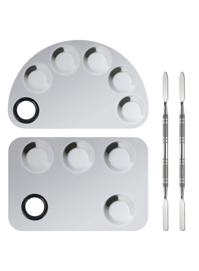 Penugo Upgrade Mixing Makeup Palette, 2 Pieces Stainless Steel Cosmetic Palette with Spatula Tool, Nail-art Cosmetic Palette for Mixing Foundation/Eye Shadow/Mascara/Nail Polish/Pigment Blending - Image 1