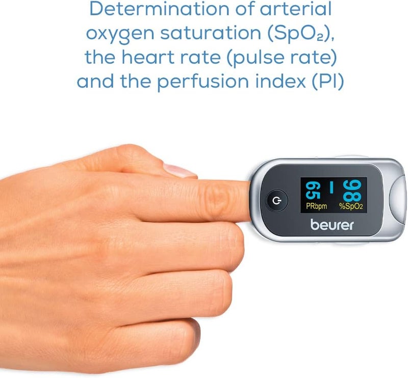 Beurer PO40 Pulse Oximeter Measures heart rate arterial oxygen saturation and perfusion index for those with medical conditions Suitable for highaltitude sports Medical device - Image 2