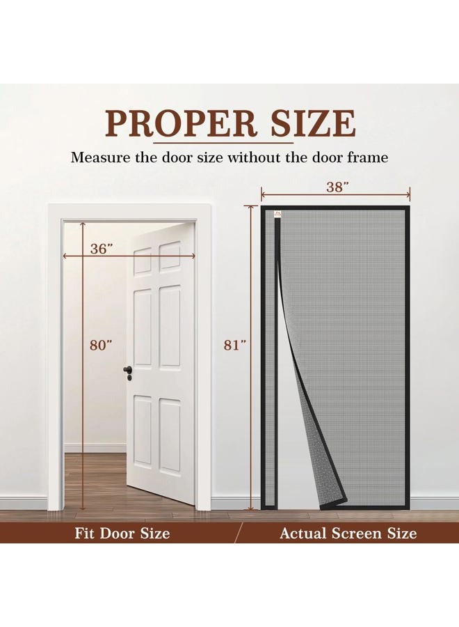 yotache Left Right Side Opening Screen Doors with Magnets 36 x 80, Reinforced Sewing Magnetic Insect Fly Mesh - Image 2