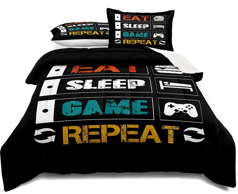 lris Bedding Gaming Comforter Set Twin Size for Boys Kids Game Room Decor Video Game Gamer Comforter Teens Bedroom Gamepad Bedding Set All Season A08 Full