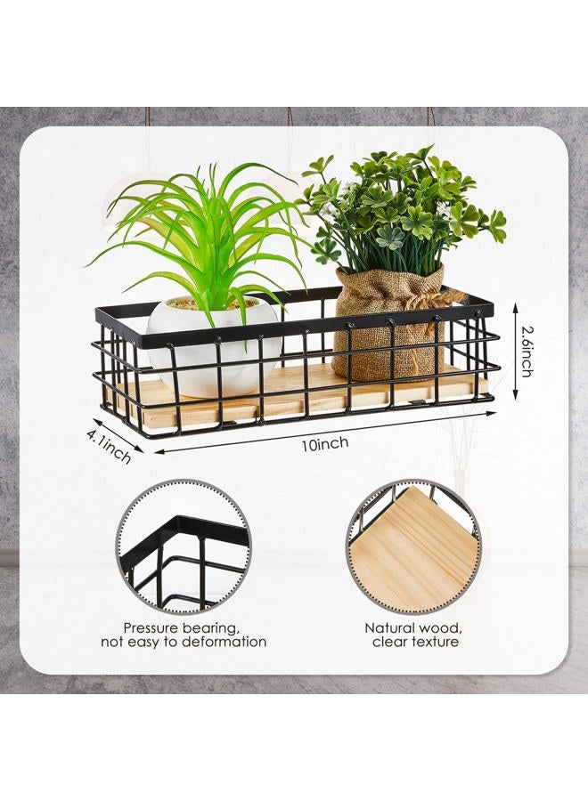Funrous 2 Pcs Metal Small Wire Basket Wall Hanging Wire Basket Hang Small Bathroom Kitchen Storage Organizer Toilet Paper Mesh Storage Bin Shelf Rack with Base(Black,9.84 x 3.94 x 2.76 Inches) - Image 2