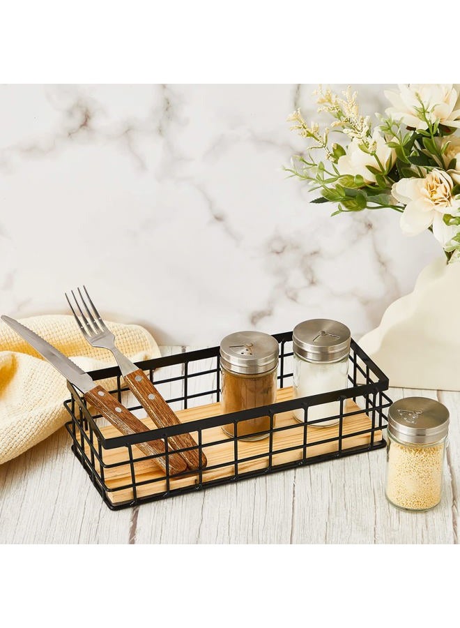 Funrous 2 Pcs Metal Small Wire Basket Wall Hanging Wire Basket Hang Small Bathroom Kitchen Storage Organizer Toilet Paper Mesh Storage Bin Shelf Rack with Base(Black,9.84 x 3.94 x 2.76 Inches) - Image 5