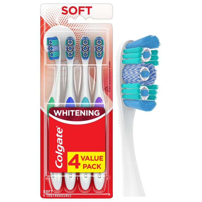 Colgate 360 Optic White Toothbrush Pack, Full Head Soft, 4 Count - Image 1