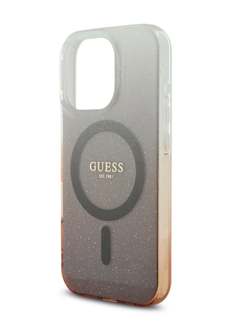 GUESS Magsafe IML Glitter Gradient Case for iPhone 16 Pro Max / Drop protection / Slim Profile / Comfortable Grip - Brown