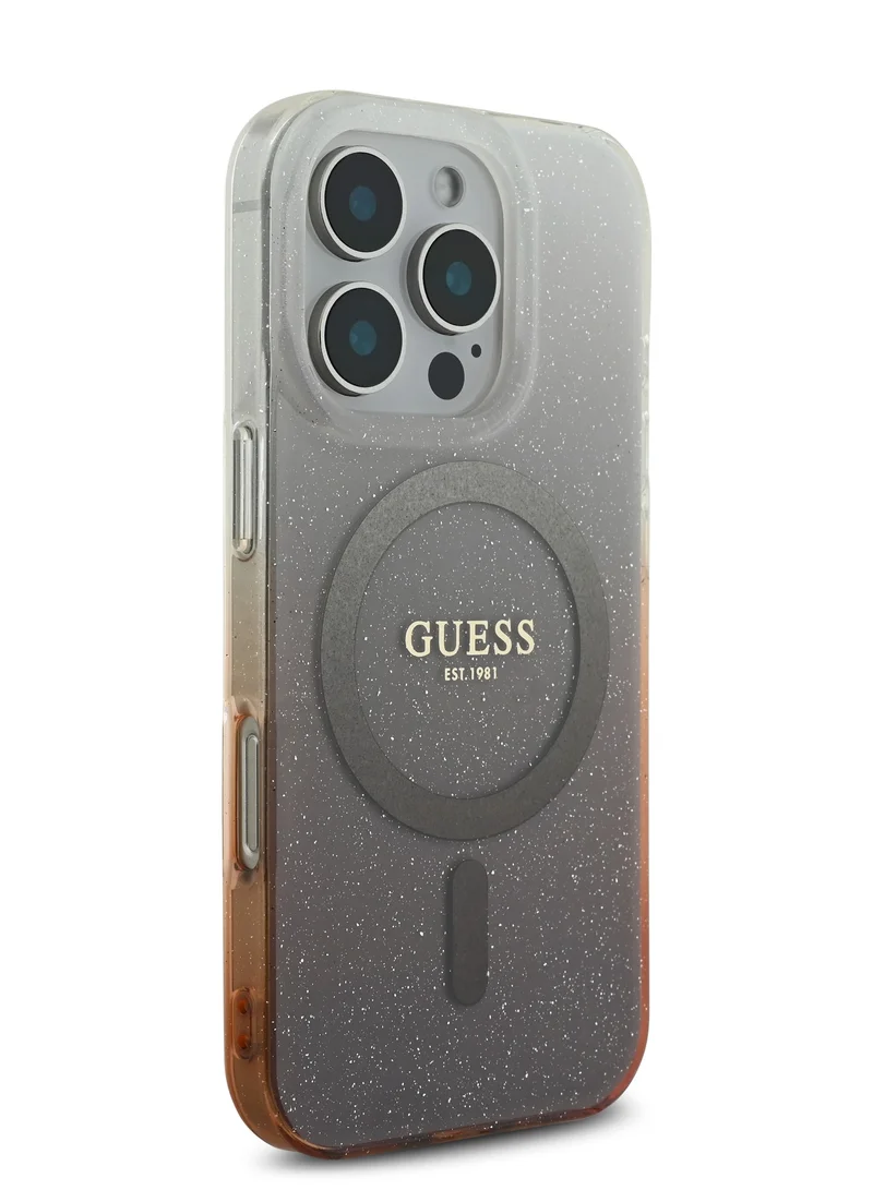 GUESS Magsafe IML Glitter Gradient Case for iPhone 16 Pro Max / Drop protection / Slim Profile / Comfortable Grip - Brown