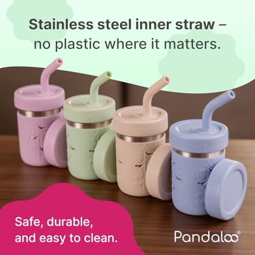 Pandaloo® Smoothie Cups for Kids - Stainless Steel Toddler Tumbler with Straw, Sippy Cup for Smoothies - BPA-Free, Toddler Snack Cups, 10 oz - Image 2