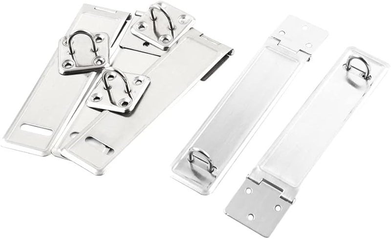 Silver Tone Safety Padlock Door Latch Hasp Staple 14 2cm Length 5 Sets - Image 2