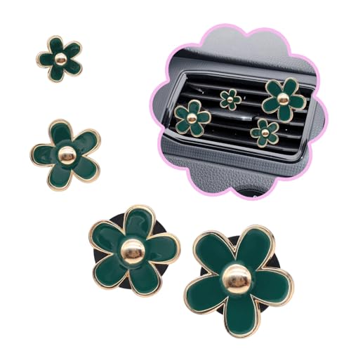 ORIESSE 4pcs Flowers Air Vent Clips Car Air Freshener 4 Sizes Green Daisy Flower Car Vent Clips Girly Flower Car Decor Car Accessories for Women Refillable Car Diffuser Peony - Image 1