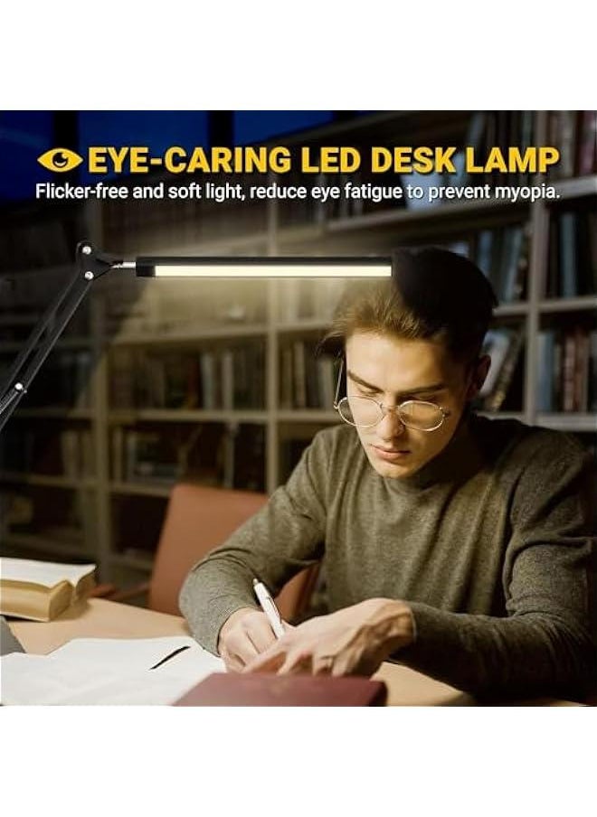 HOOKOR LED Desk Lamp with Clamp Swing Arm Desk lamp 360° Adjustable Eye-Caring Desk Light 3 Color Modes 10 Brightness Levels Memory Function Architect Table Desk Lamps for Home Office,Reading  - Image 5