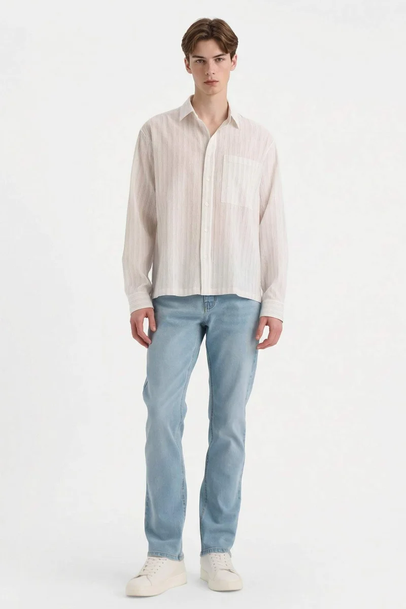 Defacto Flexible Fabric Boxy Fit Shirt