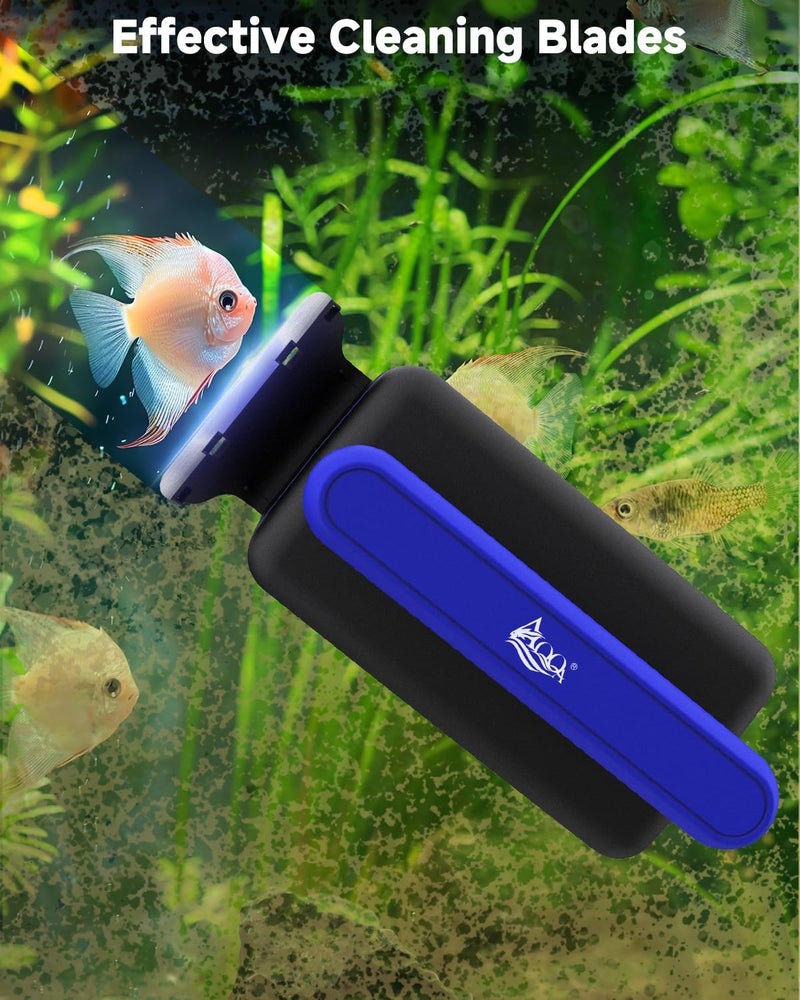 AQQA Magnetic Aquarium Fish Tank Glass Cleaner, Dual-Blades Algae Scraper Glass Cleaner Scrubber, Double Side Floating Aquarium Magnetic Brush for 0.2-0.4 Inch Thick Glass Aquariums Tank (M) Various size alternatives - Image 4