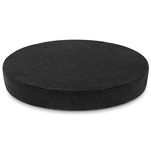 Tromlycs Round Chair Seat Cushion Pad 16 inch for Circle Stool Chairs Non Slip Decorative Foam Cushion Pillow, 1 Piece, 16 x 16 inches, Black - Image 1