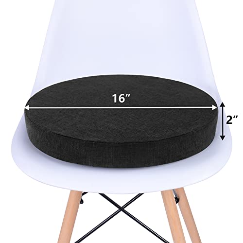 Tromlycs Round Chair Seat Cushion Pad 16 inch for Circle Stool Chairs Non Slip Decorative Foam Cushion Pillow, 1 Piece, 16 x 16 inches, Black - Image 3