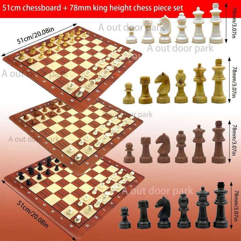 32 Pieces Brown and White Chess Set with Solid Injection Moulded Design for Family Interaction and Logical Thinking Development - Image 1