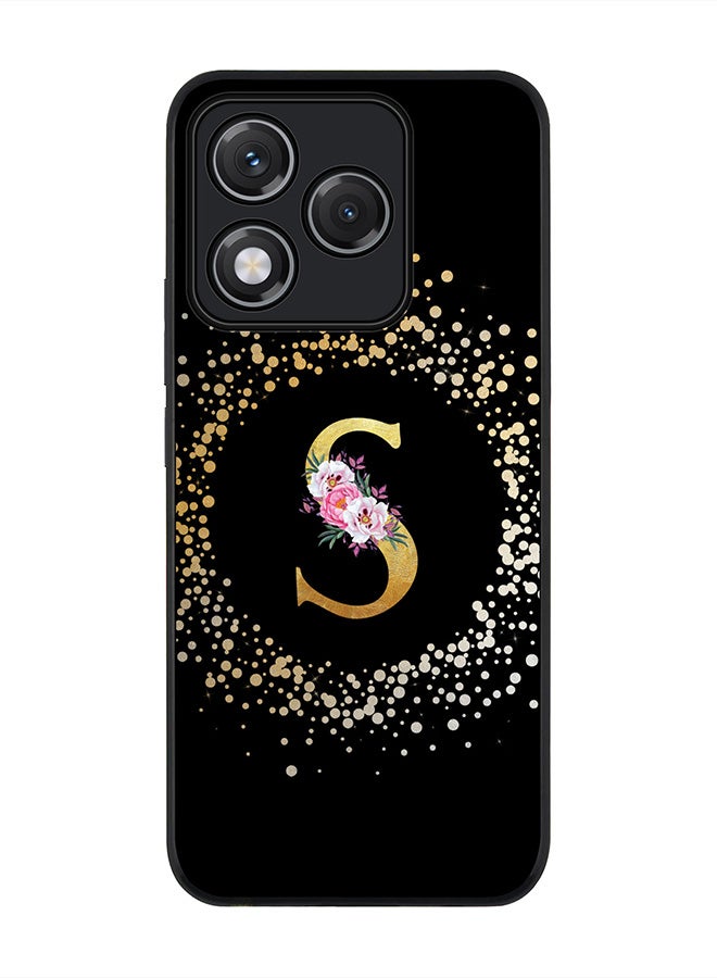 For Honor 400 Lite Case,Slim fit Camera Protection, Shockproof Thin Phone cover  - Custom Monogram Floral - S ( Black )