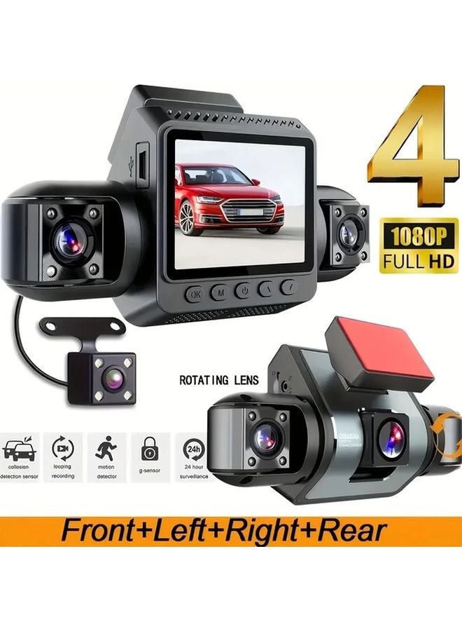 Four Lens 4 Channel Dash Cam Front Rear Left Right 1080P Night Vision Parking Monitoring - Image 1