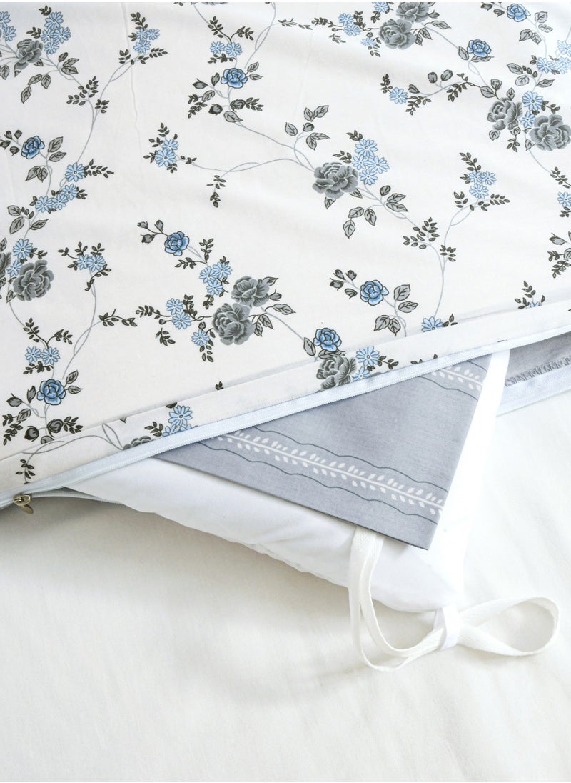 Master Home Textile - Cotton Floral Comforter Sets, Fits 120 x 200 cm Single Size Bed, 5 Pcs, 100% Cotton 200 Thread Count, With Removable Filling, Veronica Series - Image 1