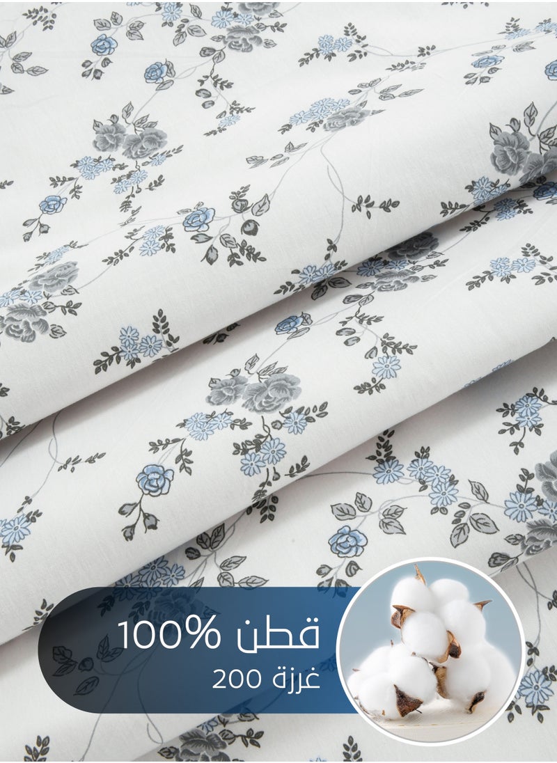 Master Home Textile - Cotton Floral Comforter Sets, Fits 120 x 200 cm Single Size Bed, 5 Pcs, 100% Cotton 200 Thread Count, With Removable Filling, Veronica Series - Image 1