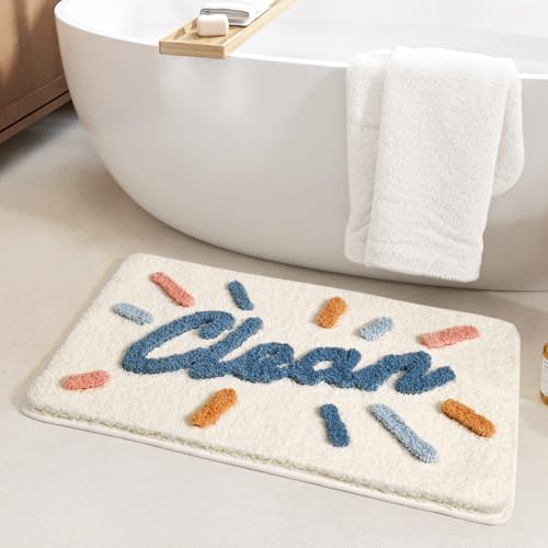 Ankah Get Naked Bath Mats, Rude Swear Words Unique Funky Cute Bathroom Rugs, Non Slip Rubber Backed Machine Washable, Cool Shag Absorbent Bath Rug for You Home, 17.32" x 29.92", Clean - Image 1