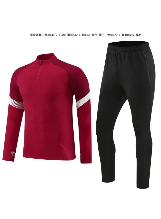 Direct Batch New Long-sleeved Half-pull Football Training Clothes Suit Adult Children Double-sided Bag Trousers Sportswear