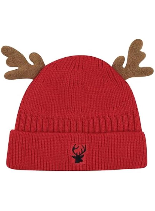 Cute Reindeer Moose Hat Winter Warm Knitted Beanie Cap  Antler Beanie Ski Skull Cap for Women Men - Image 1