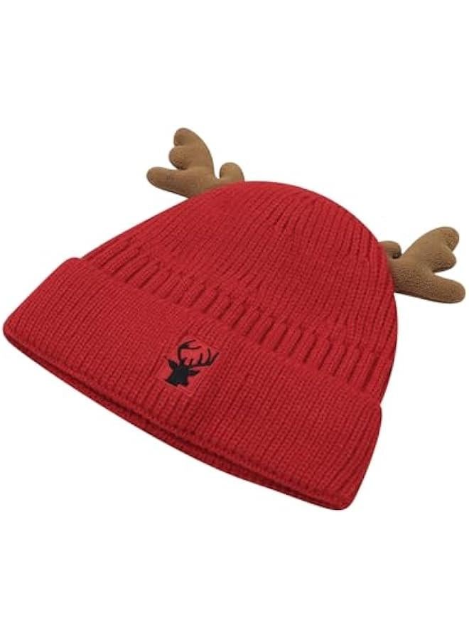Cute Reindeer Moose Hat Winter Warm Knitted Beanie Cap  Antler Beanie Ski Skull Cap for Women Men - Image 3