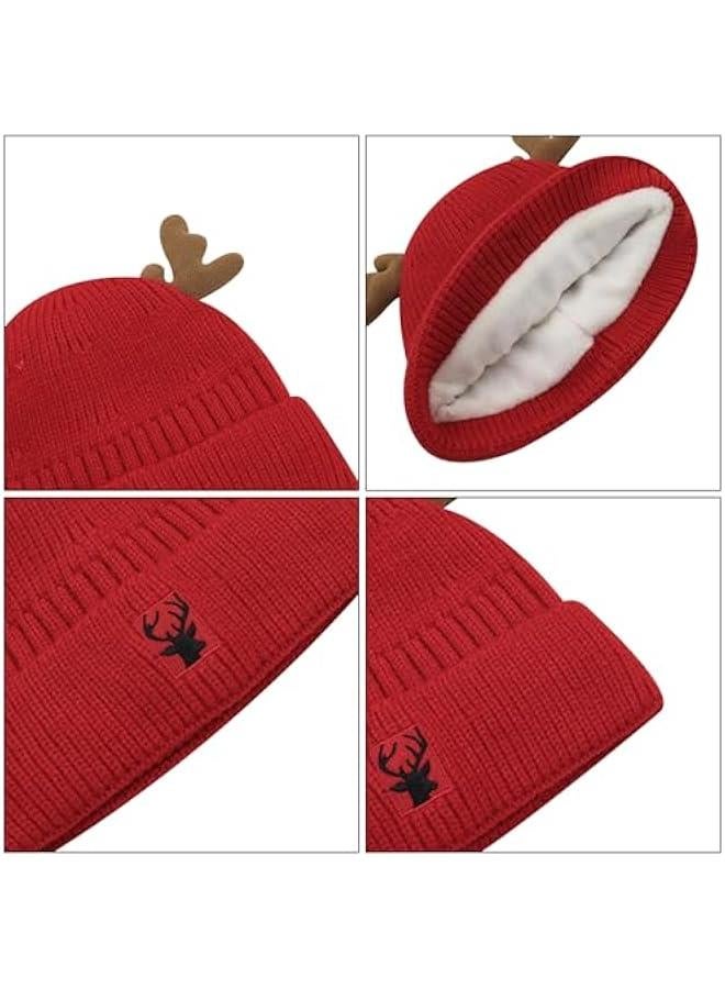 Cute Reindeer Moose Hat Winter Warm Knitted Beanie Cap  Antler Beanie Ski Skull Cap for Women Men - Image 4