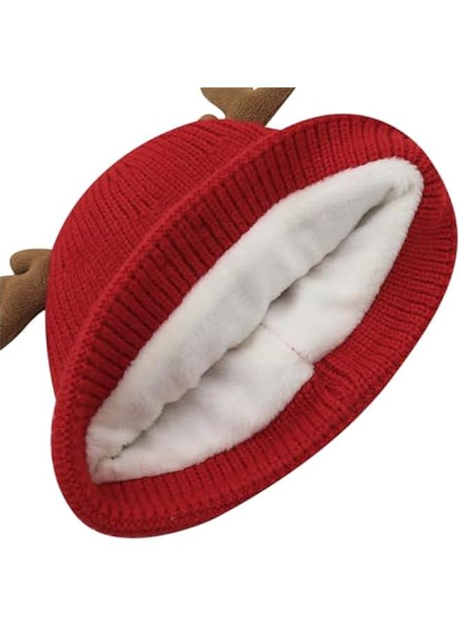 Cute Reindeer Moose Hat Winter Warm Knitted Beanie Cap  Antler Beanie Ski Skull Cap for Women Men - Image 5