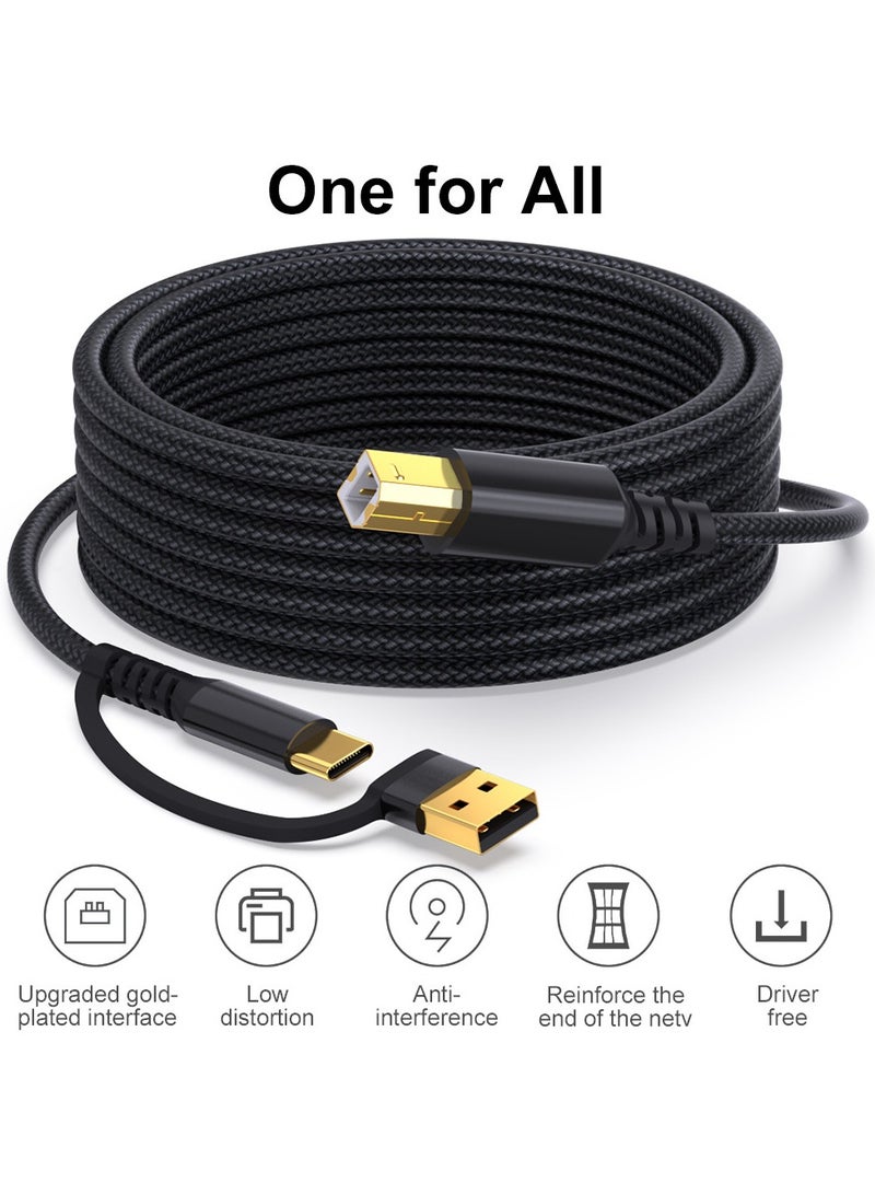 كابل طابعة USB A/C إلى USB B بطول 10 أقدام/3 أمتار - سرعة عالية لـ HP وCanon وBrother وSamsung وDell وEpson وLexmark وXerox والمزيد - Image 4