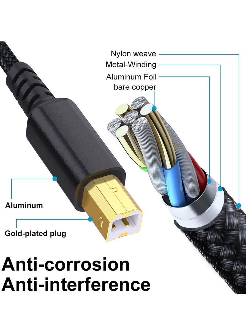 كابل طابعة USB A/C إلى USB B بطول 10 أقدام/3 أمتار - سرعة عالية لـ HP وCanon وBrother وSamsung وDell وEpson وLexmark وXerox والمزيد - Image 5