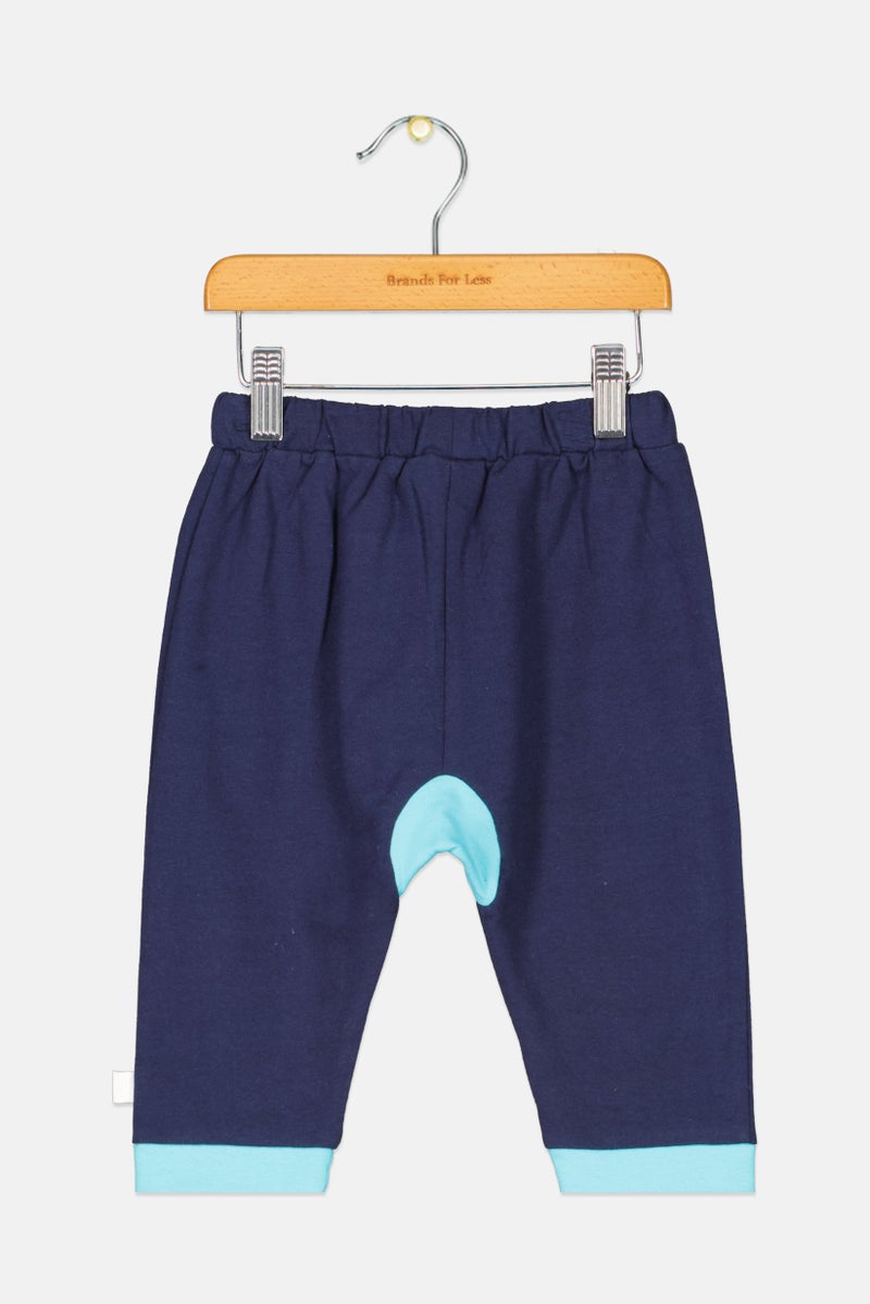 Cheekee Munkee Toddlers Boy Plain Drawstring Jogger Pants, Navy - Image 2