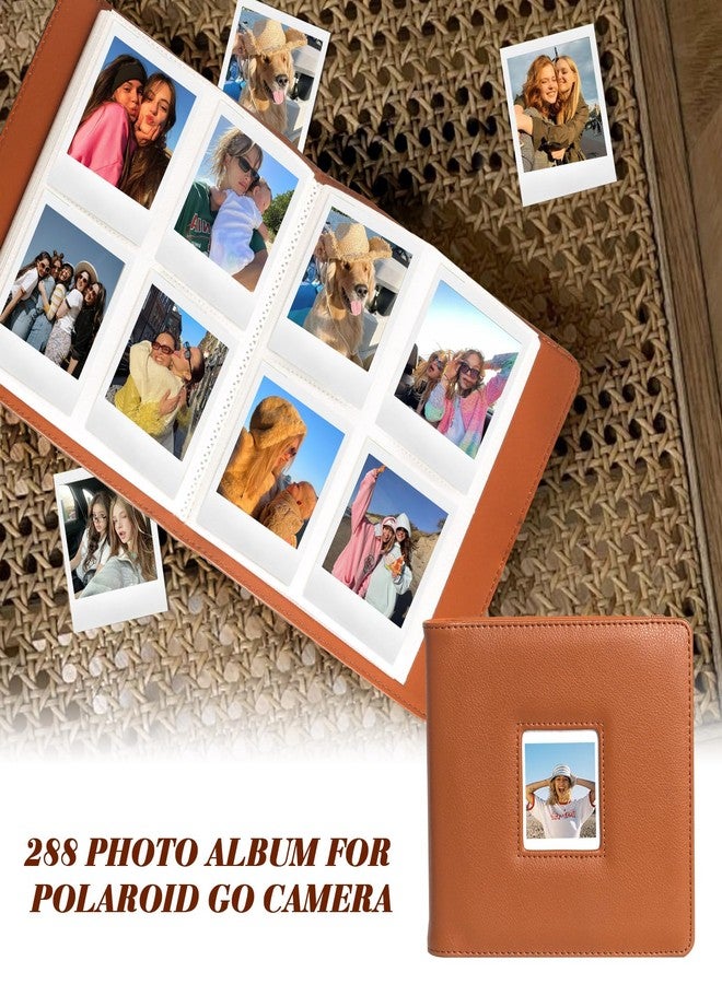 WOGOZAN 288 Pockets Photo Album for Polaroid Go Gen2/Polaroid Go Instant Print Camera 2.12x2.62 Inches Films, Album Book for Polaroid Go, PU Leather Album with Cover Display - Brown (Only One) - Image 2