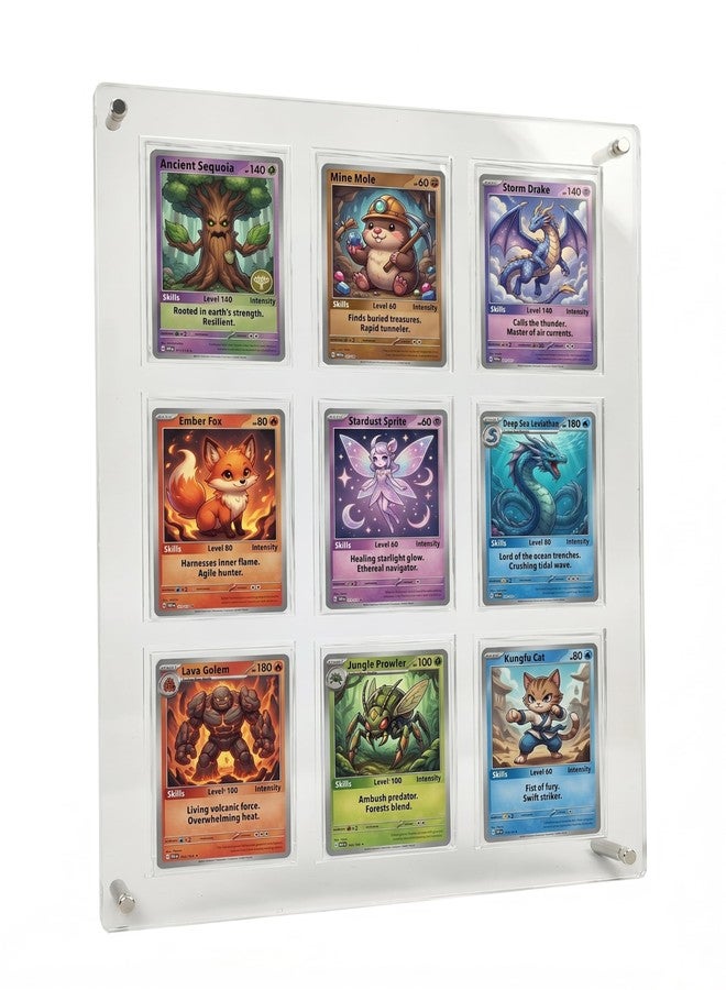 WEIMINLI 9-Card Acrylic Trading Card Display Frame, Wall or Desktop Stand - Image 1