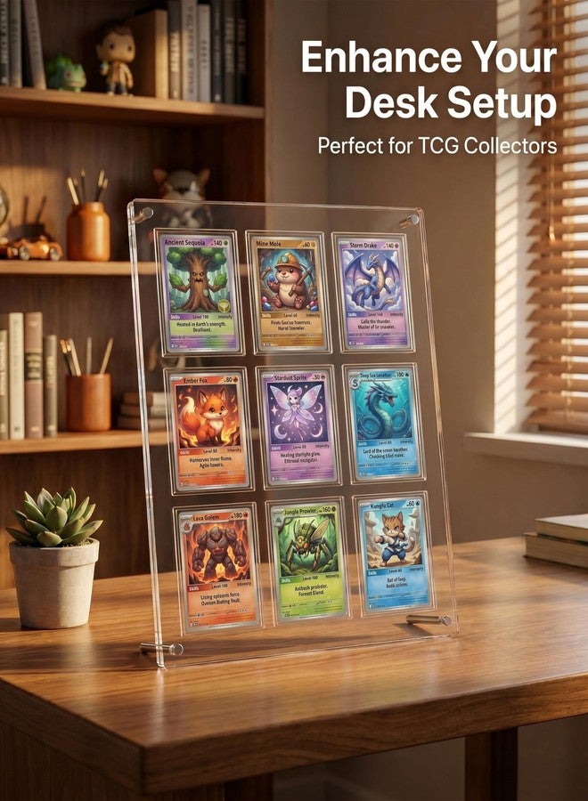 WEIMINLI 9-Card Acrylic Trading Card Display Frame, Wall or Desktop Stand - Image 2