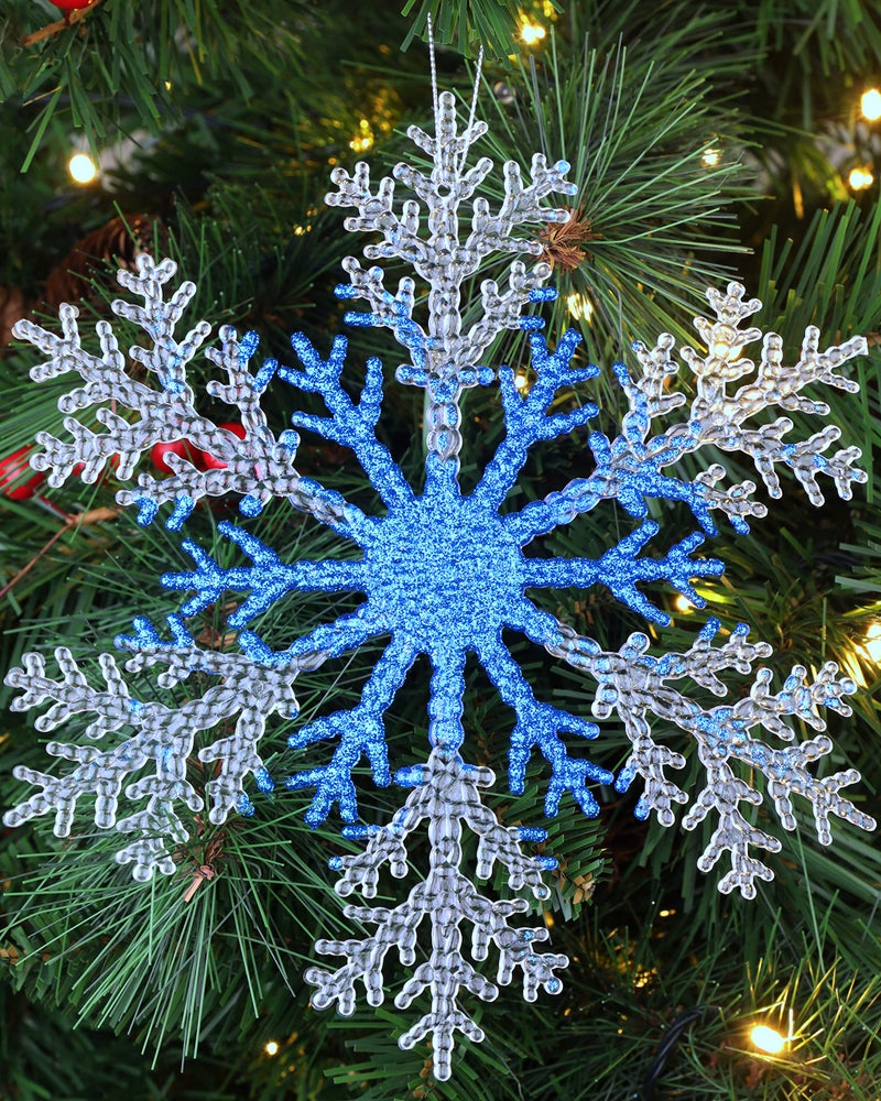 Christmas Concepts 21cm 8 Large Glitter Decorated Snowflake Decoration  Christmas Baubles ROYAL BLUE 1