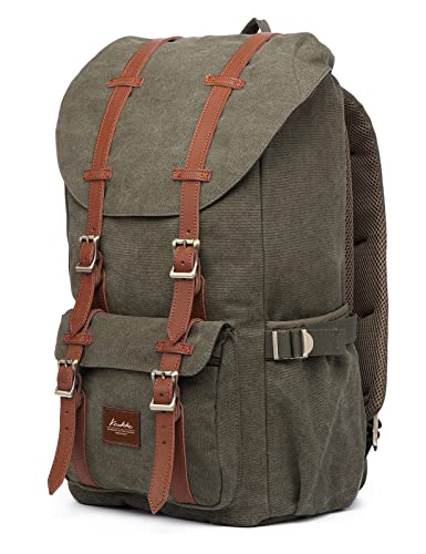 KAUKKO حقيبة ظهر سفر للابتوب KAUKKO حقيبة خارجية عصرية تناسب 15.6" (أخضر قماش) - Image 2