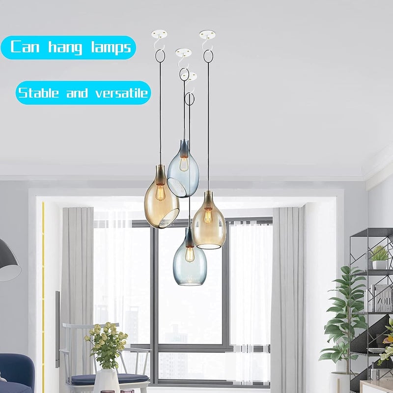 LangPu Ceiling Hooks for Hanging Plants- Metal Heavy Duty Wall Mounted Hangers for Hanging Bird Feeders, Planters, Wind Chimes, Include Professional Drywall Anchors (5 Pack) (Bright White) - Image 5