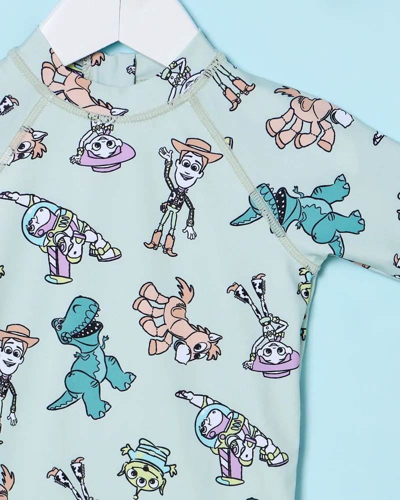 ردتاغ Infant Boys Green Printed One-piece Swimwear