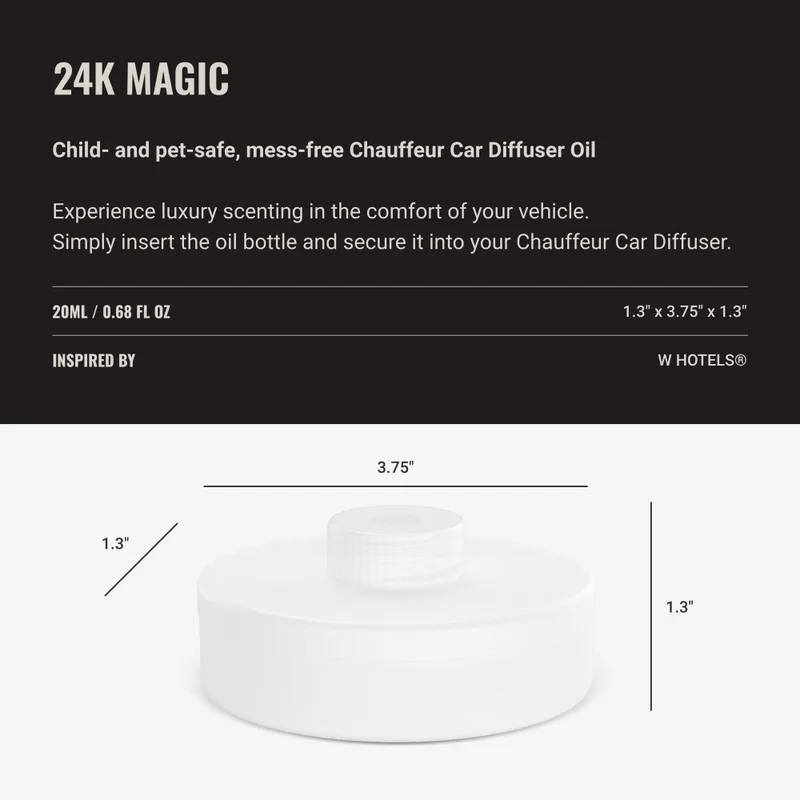 Hotel Collection  Chauffeur Smart Car Diffuser Oil - 24K Magic - Premium Car Air Freshener Cartridge - Citrus, Lemongrass, and Jasmine - Essential Oils - Cars, Trucks, SUVs, RVs & More  | Best Price UAE