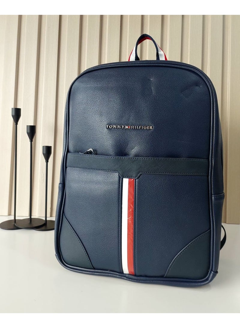تومي هيلفيغر سبورت حقيبة ظهر رجالي جلد صناعي من تومي هيلفيغر – كحلي - Image 1