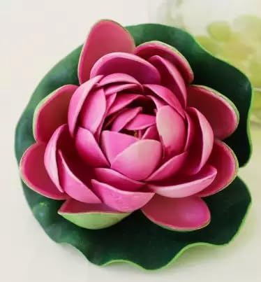 Sesonby Set of 2 Small Artificial Fake Floating Flowers Lotus Water Lily Plants Garden Tank Pond Decor Diwali Decoration Festival Decoration Assorted Colours - Image 4